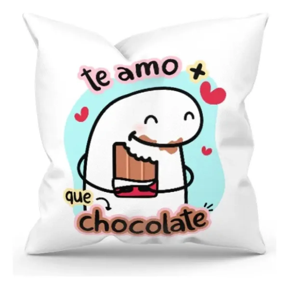Almofada Flork Meme Te Amo Mais Que Chocolate 30x30 Branco