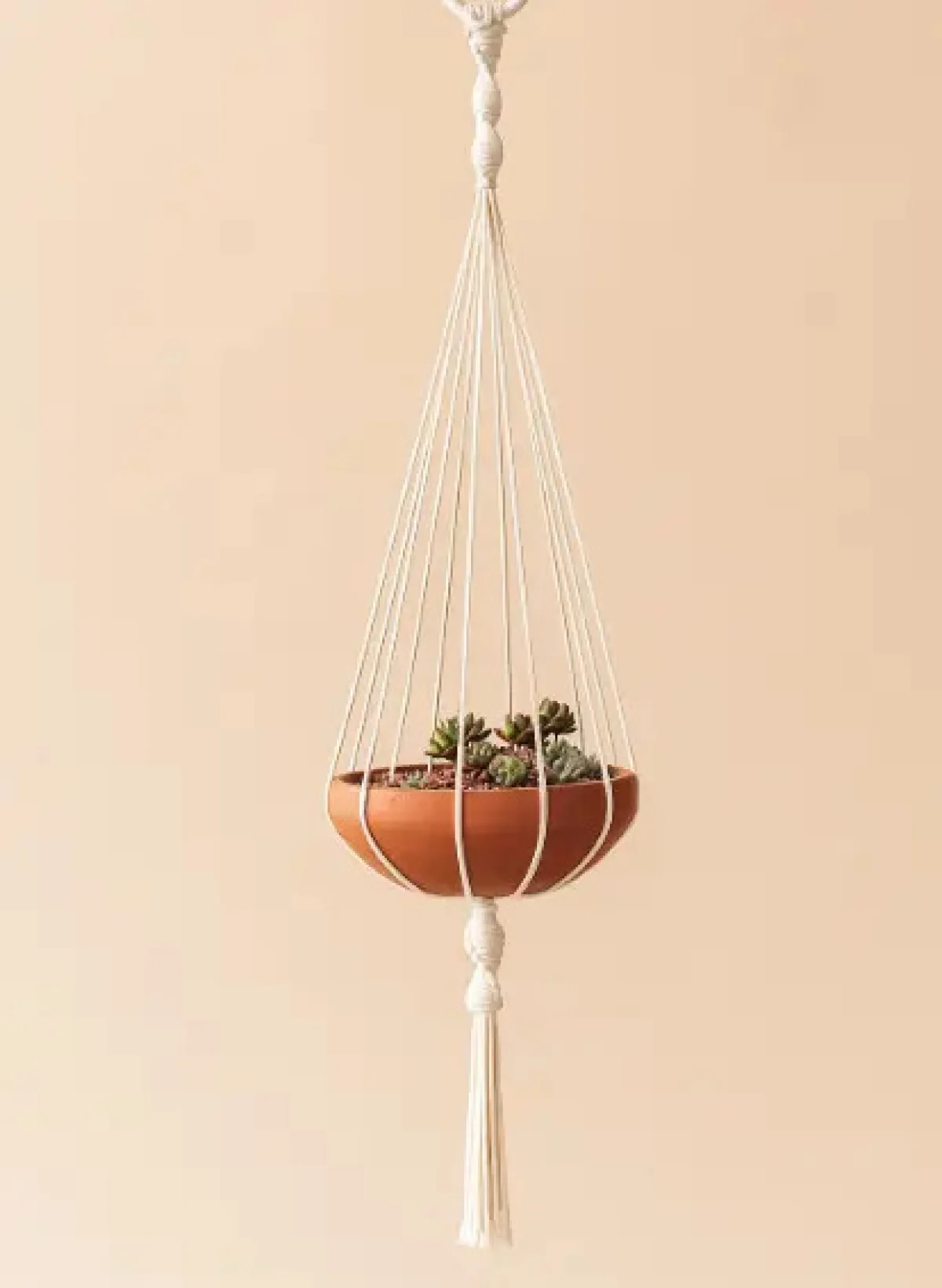 Suporte Macrame Hanger Suculentas Vaso Decoração Branco