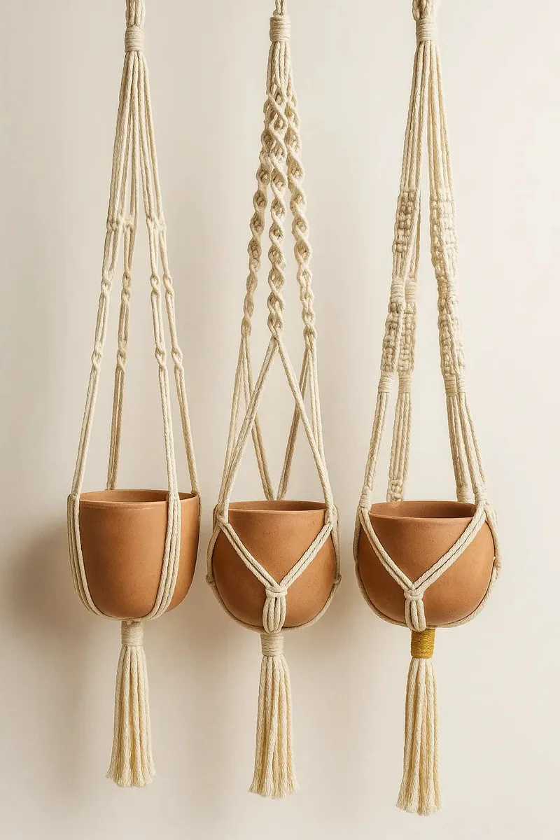 Macrame Hanger Suporte Vaso 100cm Decoração Verde Musgo Verde-escuro Lisa