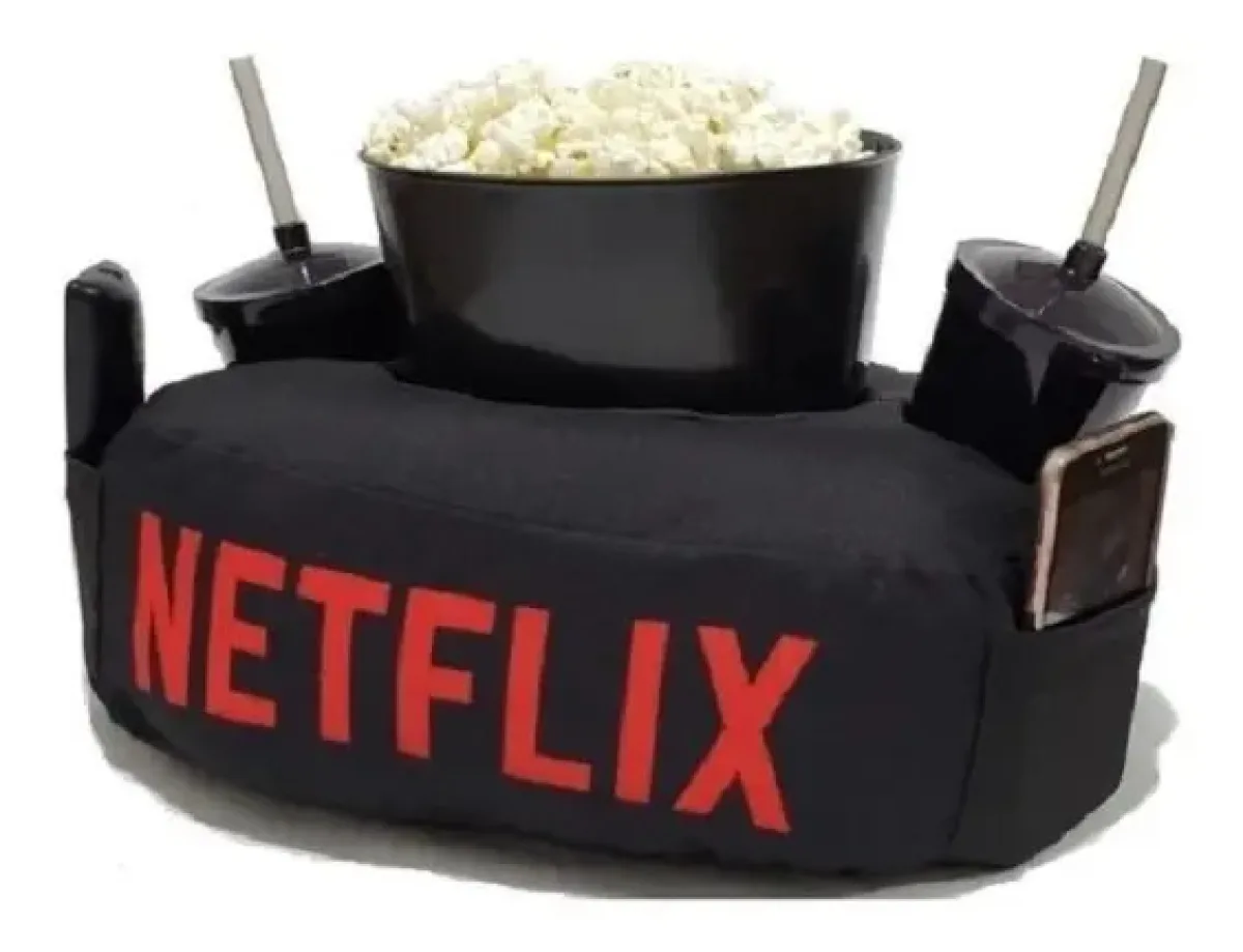 Almofada Porta Pipoca Netflix Preto Netflix Rosa-transparente