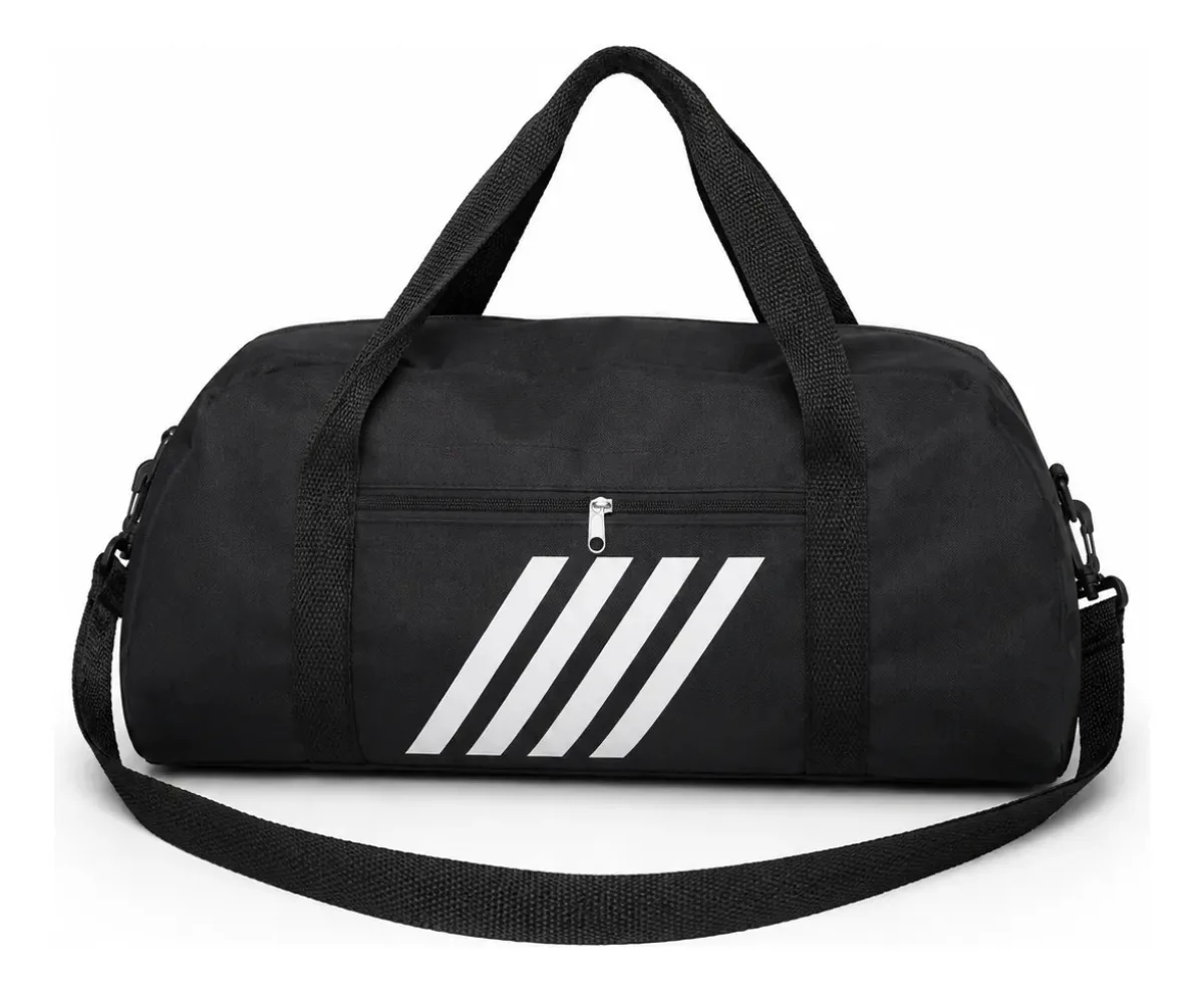 Bolsa Mochila Academia Esportiva Masculina Feminina Chaveiro Preto Listras