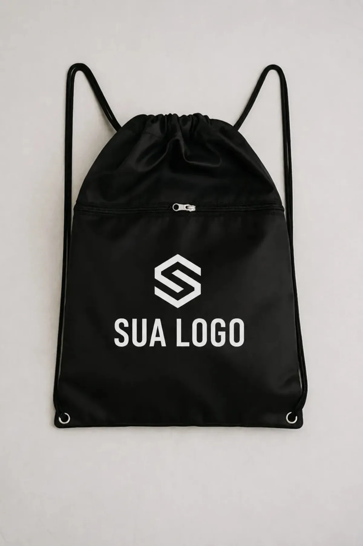 Kit 10 Mochila Saco Sacochila Personalizado Logo Empresa Eventos Preto Logo