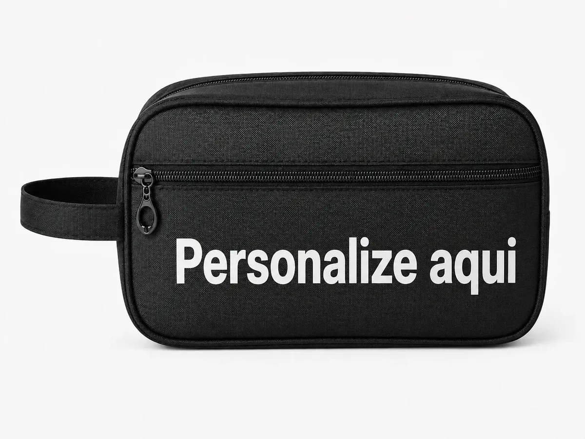 Nécessaire Nylon Personalizada Empresa Evento Brinde Logo Preto Personalizado