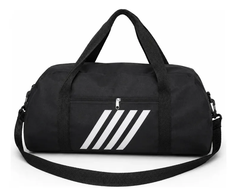Bolsa Mochila Academia Esportiva Masculina Feminina Chaveiro Preto Listras