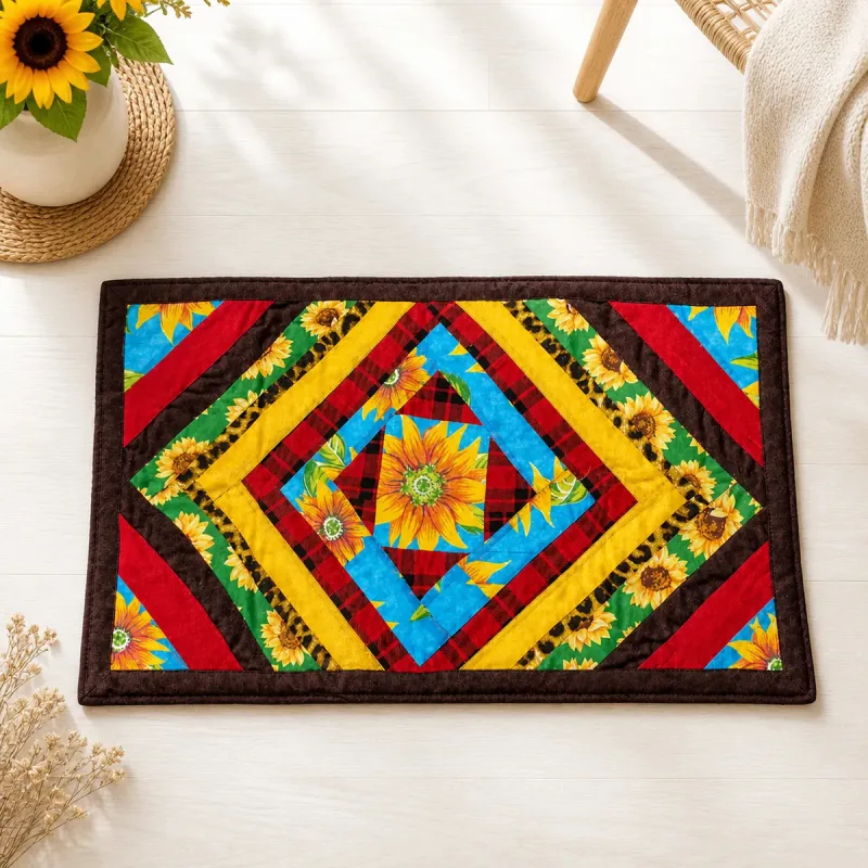 Tapete Patchwork Estampado Retalhos 82x46 - Feito A Mão 82 Cm 46 Cm Multicolorido